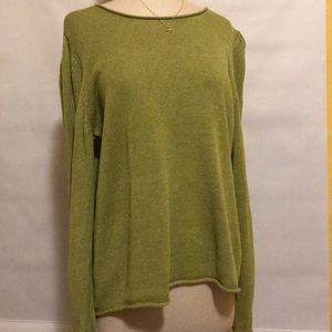 Chico’s Apple 🍏 Green Linen Blend Sweater Size 2